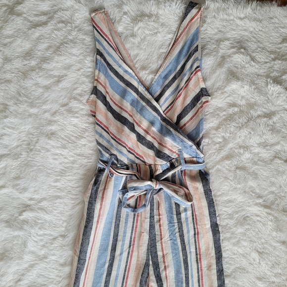 Indigo Rein Linen V-Neck Sleeveless Wide Leg Jumpsuit Size Large - Picture 5 of 16